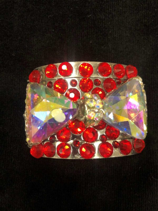 Diamante rectangle buckles / red