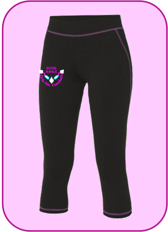 Orla Ni Conuladh Black and Pink Contrast Cropped Leggings
